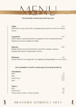 Brasserie menu 2024 Dorhout Mees