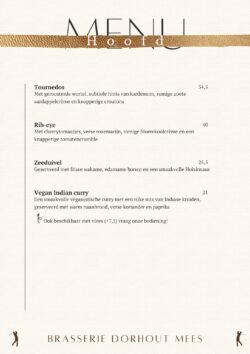 Brasserie menu 2024 Dorhout Mees